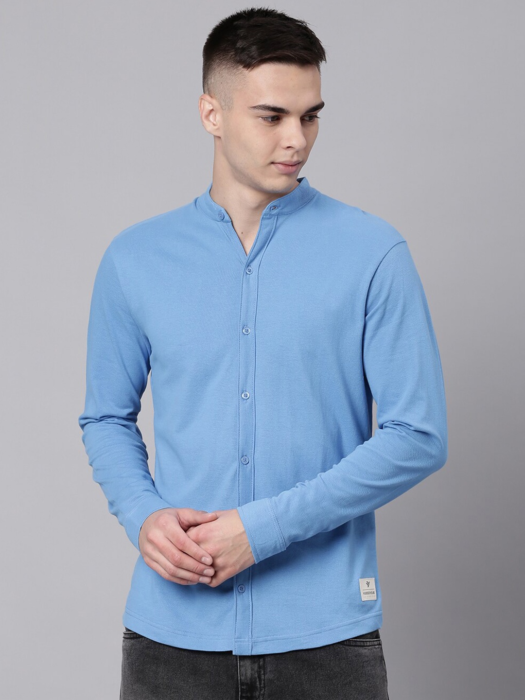 

Hubberholme Men Classic Pure Knitted Cotton Casual Shirt, Blue
