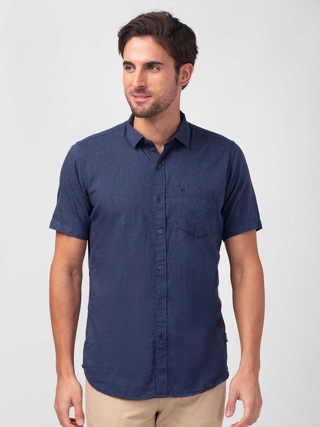 

Kenneth Cole Men Slim Fit Casual Cotton Shirt, Navy blue