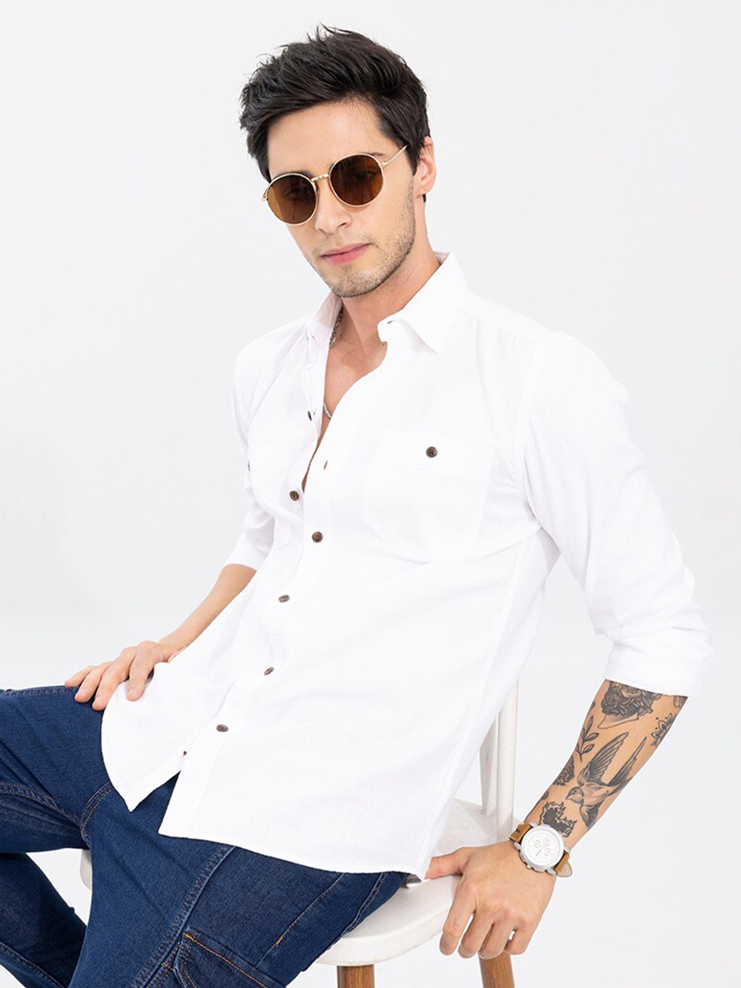 

Snitch Men Slim Fit Casual Shirt, White