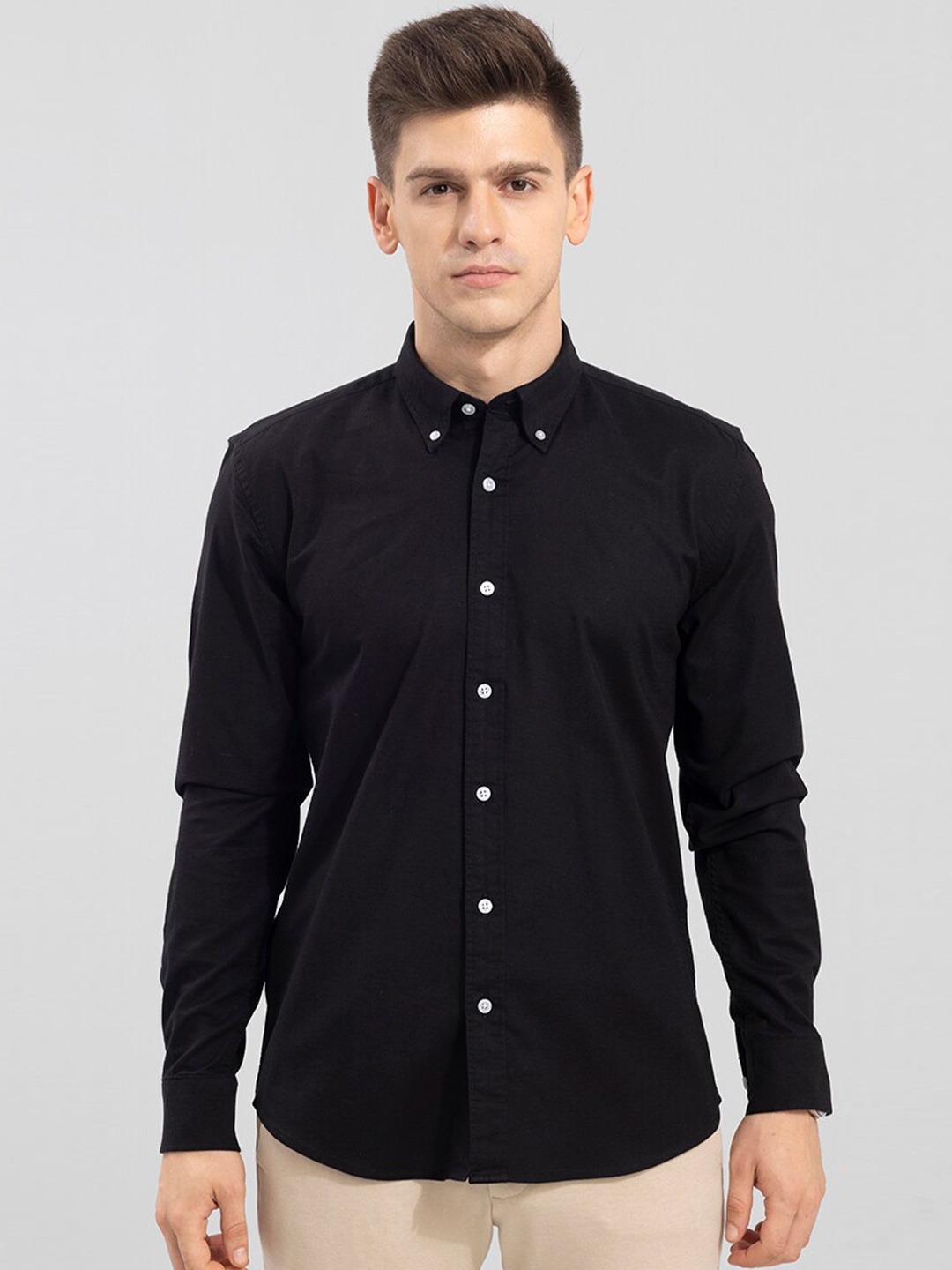 

Snitch Men Slim Fit Cotton Casual Shirt, Black