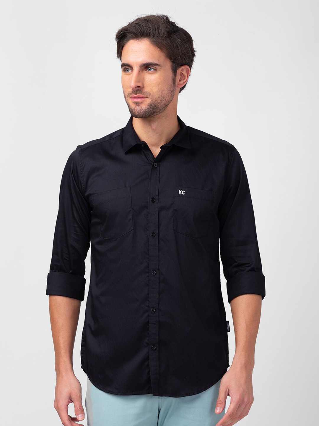 

Kenneth Cole Men Slim Fit Casual Cotton Shirt, Black