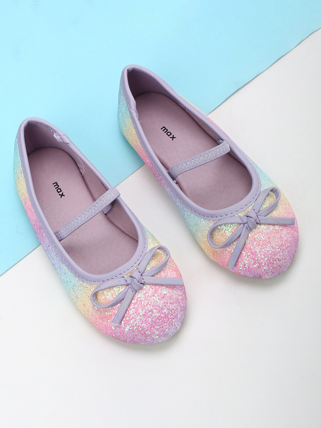 

max Girls Embellished Ballerinas with Bows Flats, Pink