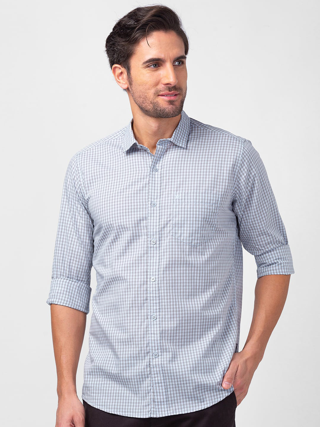 

Kenneth Cole Men Slim Fit Pinstripes Striped Casual Cotton Shirt, Blue