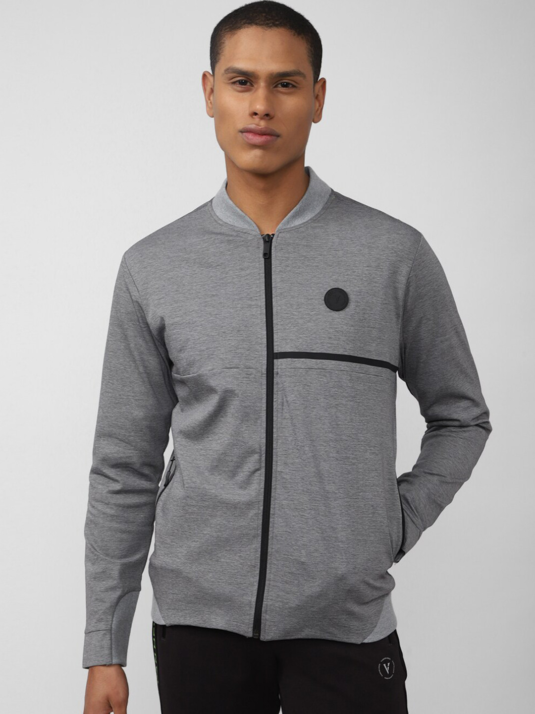 

Van Heusen Flex Stand Collar Running Jacket, Grey