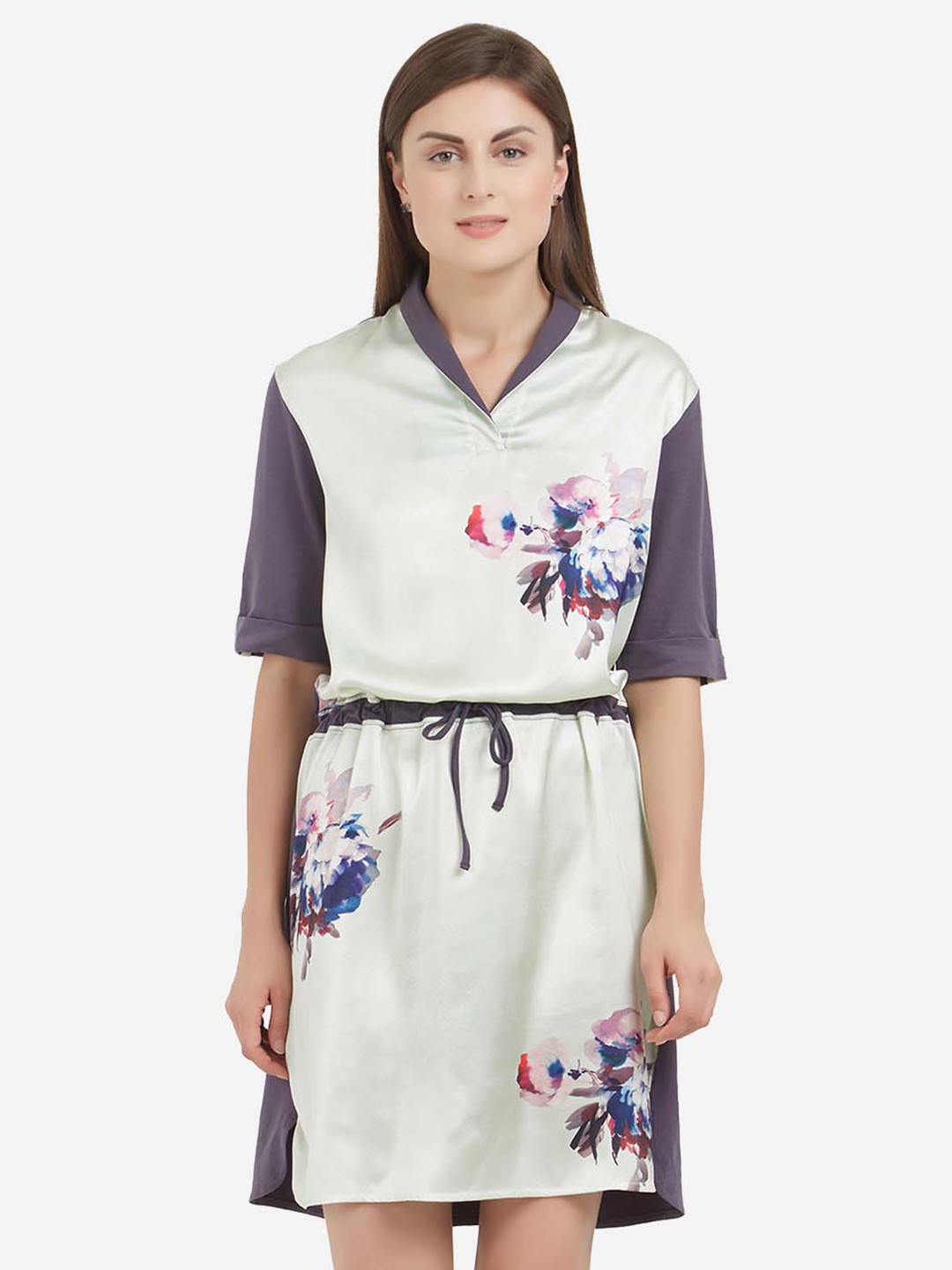 

Soie Floral Printed Nightdress, White