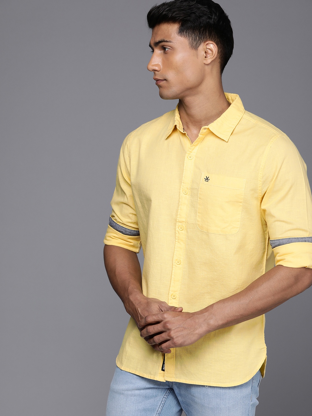 

WROGN Men Slim Fit Pure Cotton Casual Shirt, Yellow