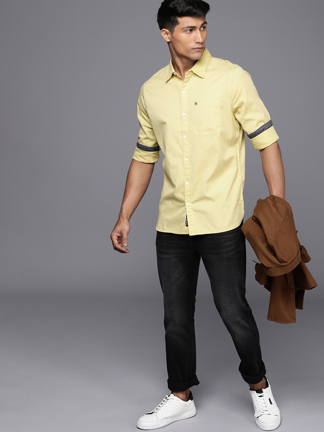 

WROGN Men Slim Fit Pure Cotton Casual Shirt, Yellow