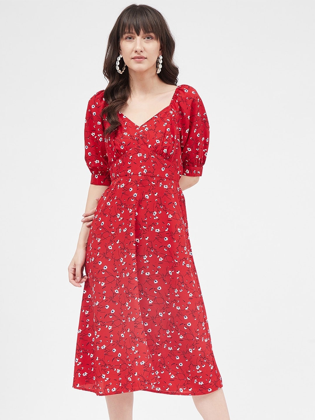 

Kibo Floral Midi Dress, Red