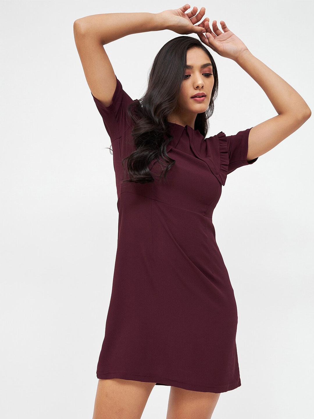 

Kibo Above The Keyboard Collar Sheath Mini Dress, Burgundy