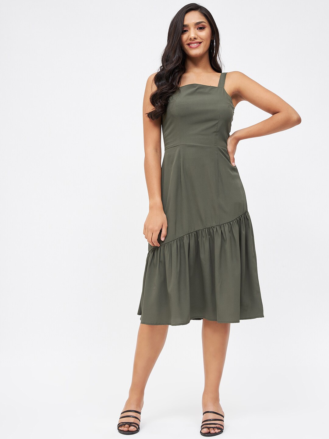 

Kibo Crepe A-Line Dress, Olive