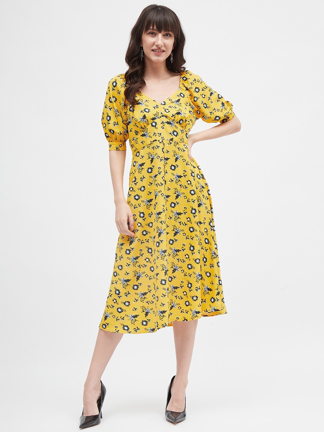 

Kibo Floral Crepe Midi Dress, Yellow