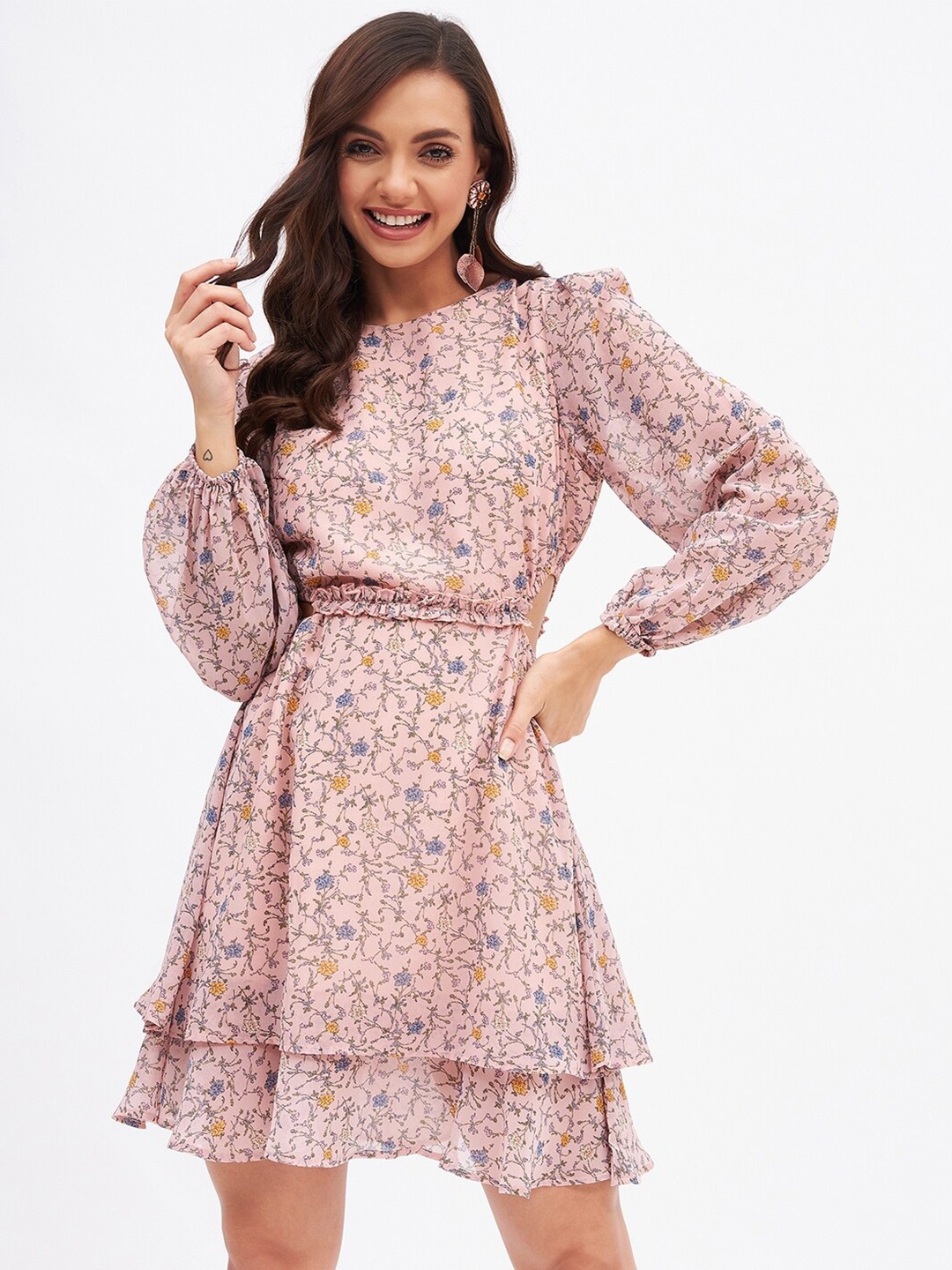 

Kibo Floral Georgette Dress, Peach