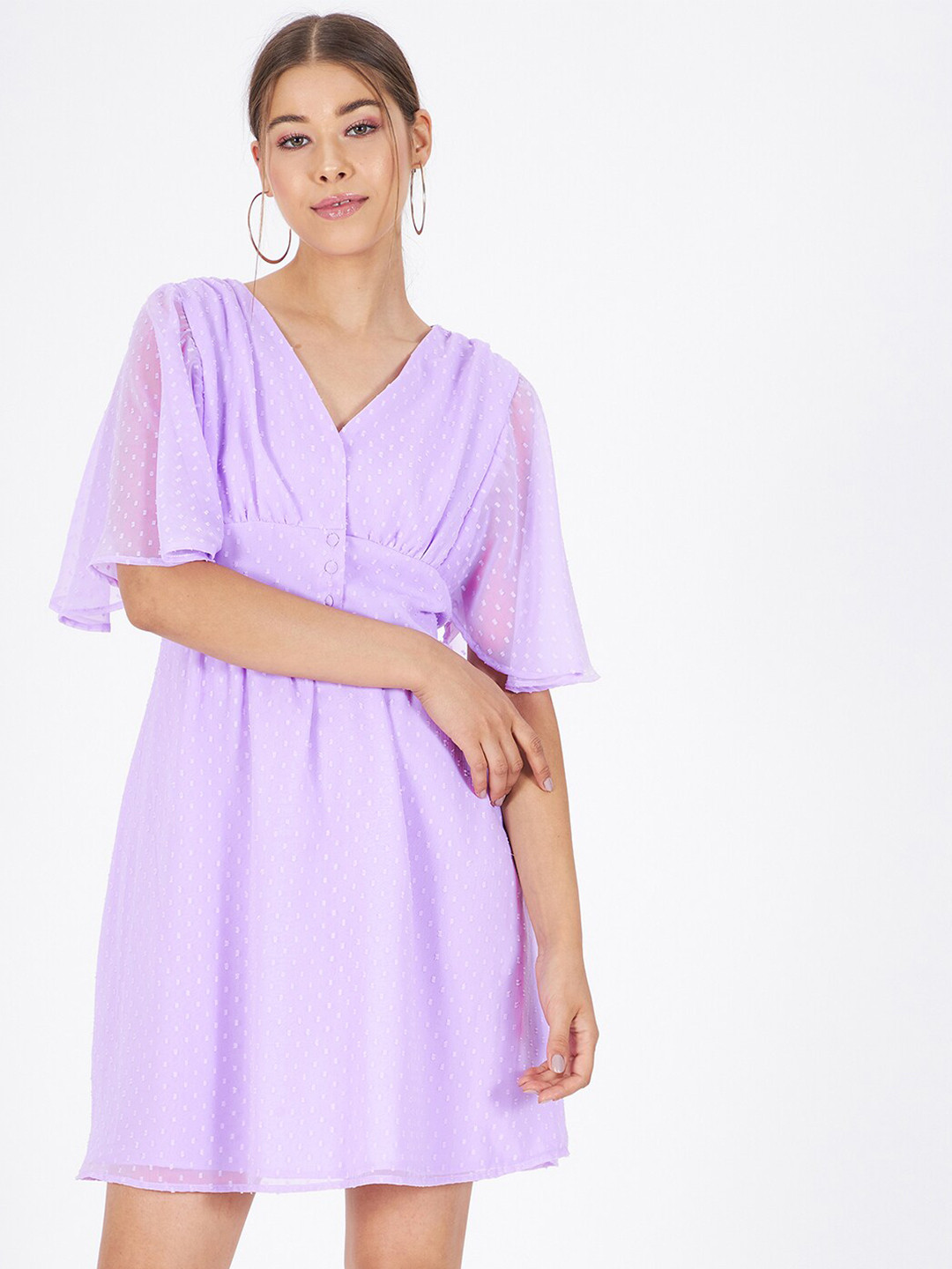 

Kibo Wrap Dress Georgette Dress, Purple