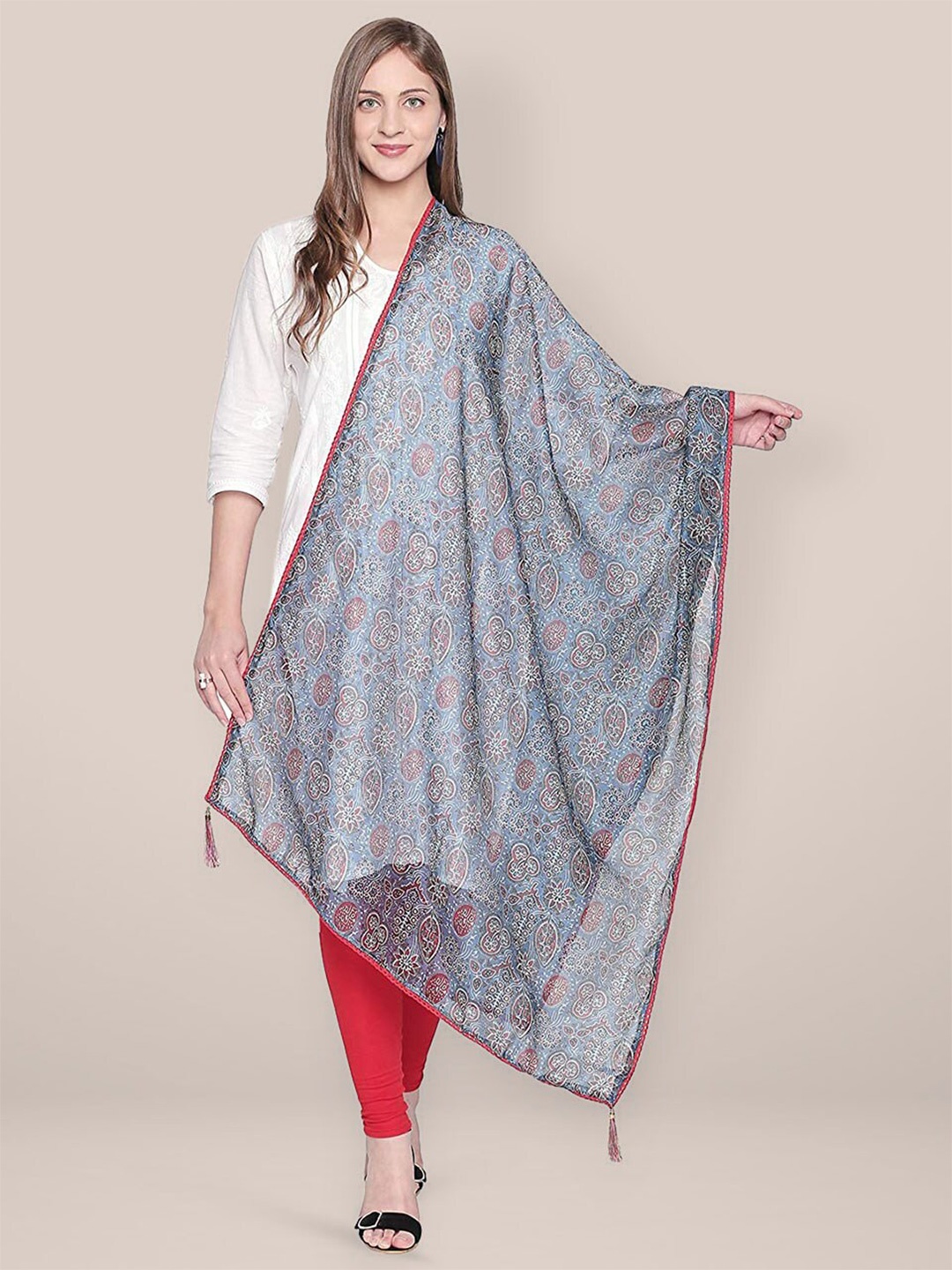 

Dupatta Bazaar Printed Art Silk Dupatta, Blue