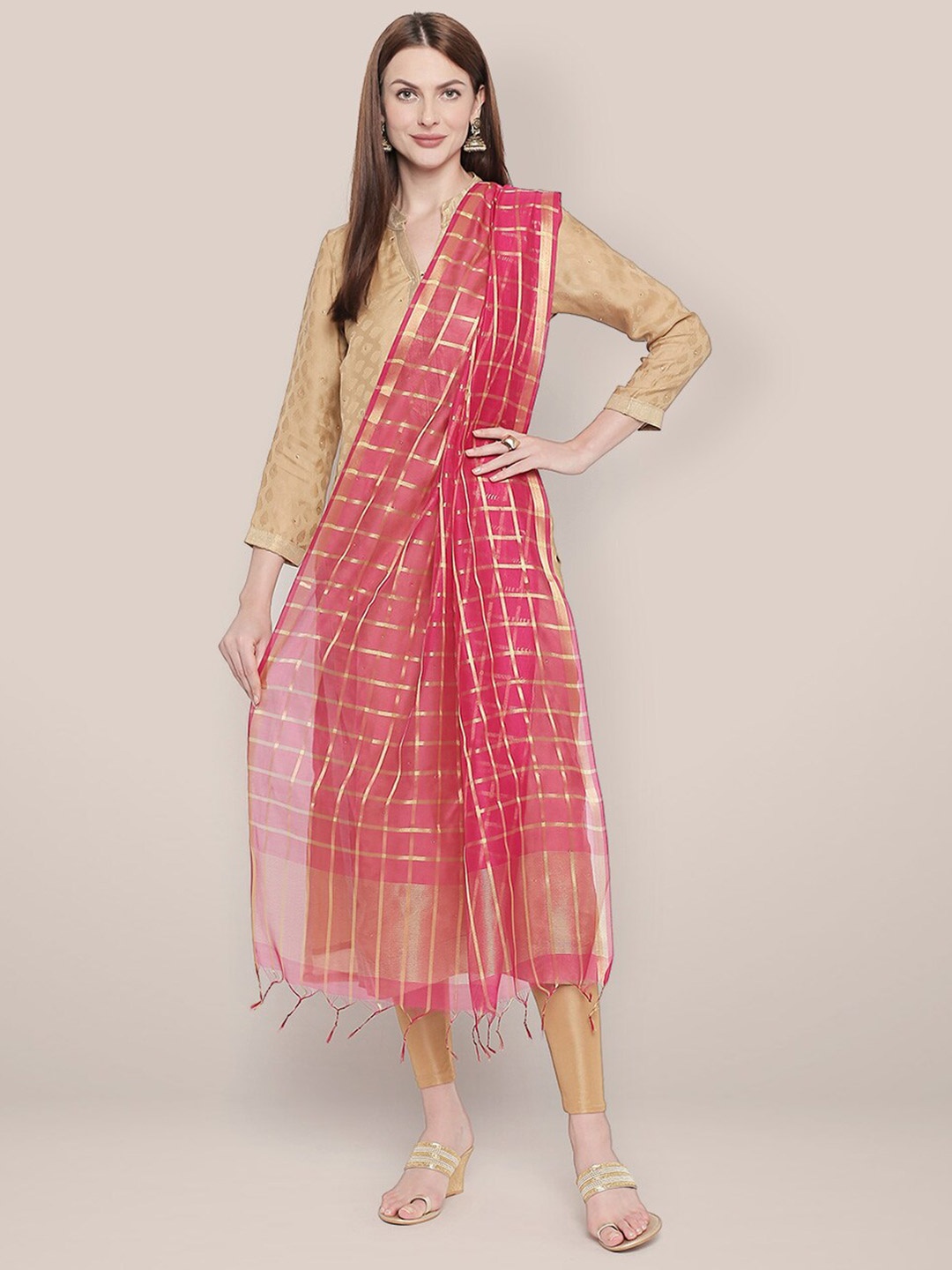 

Dupatta Bazaar Woven Design Dupatta, Pink