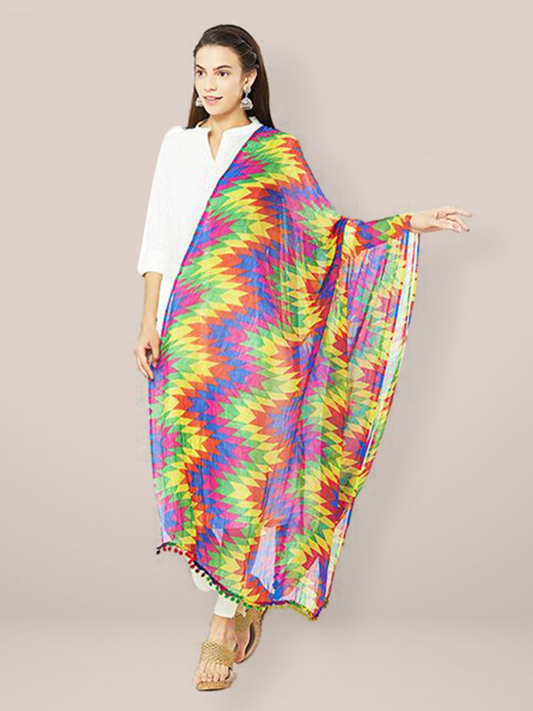 

Dupatta Bazaar geometric Printed Dupatta, Blue