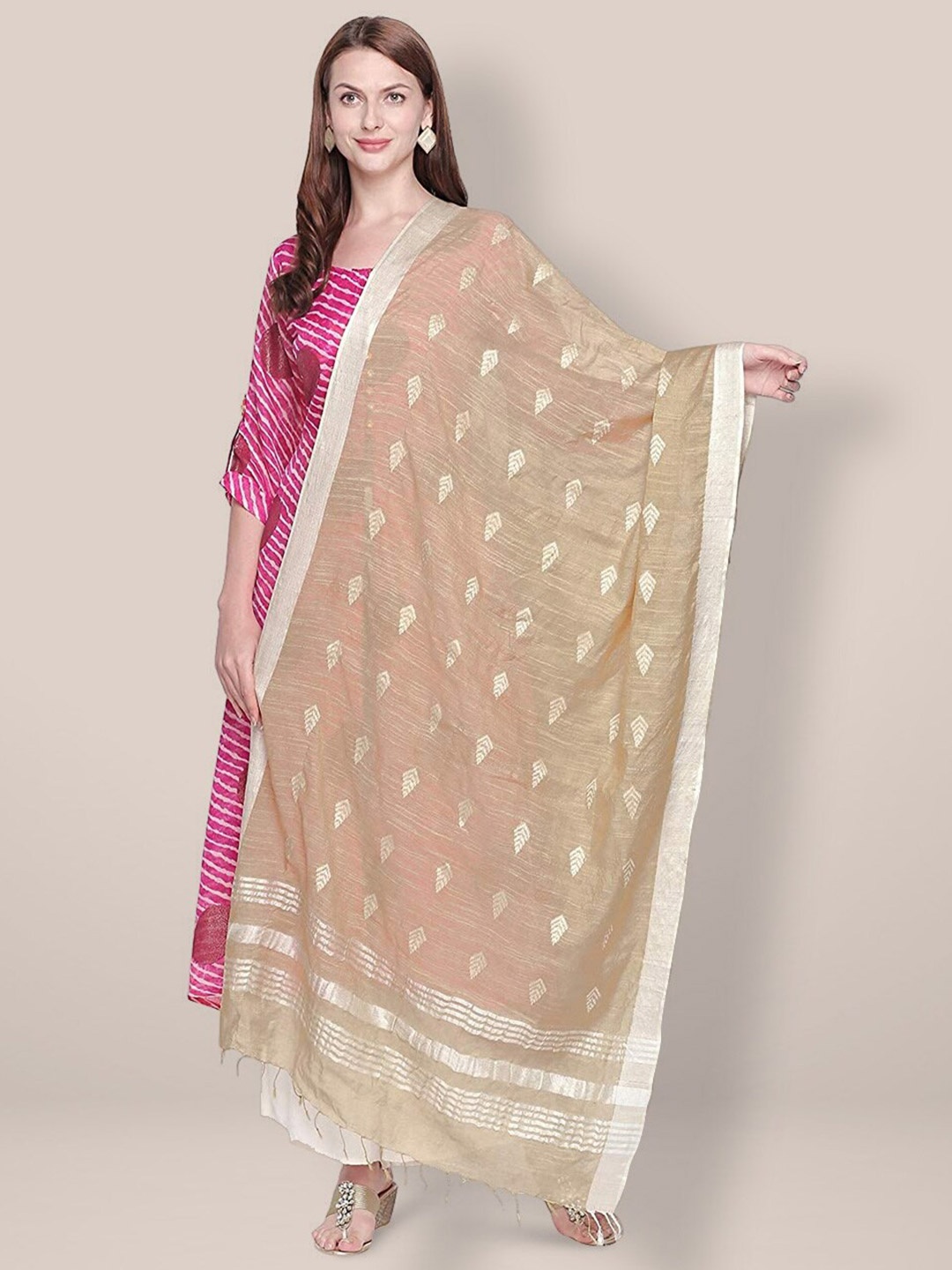 

Dupatta Bazaar Woven Design Dupatta, Beige