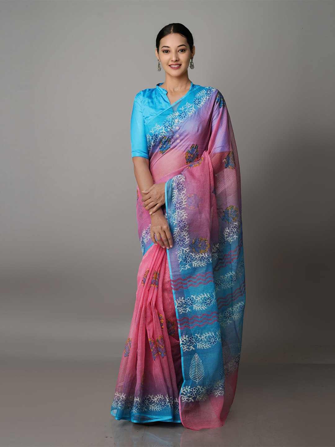

Unnati Silks Ethnic Motifs Pure Cotton Kota Saree, Pink