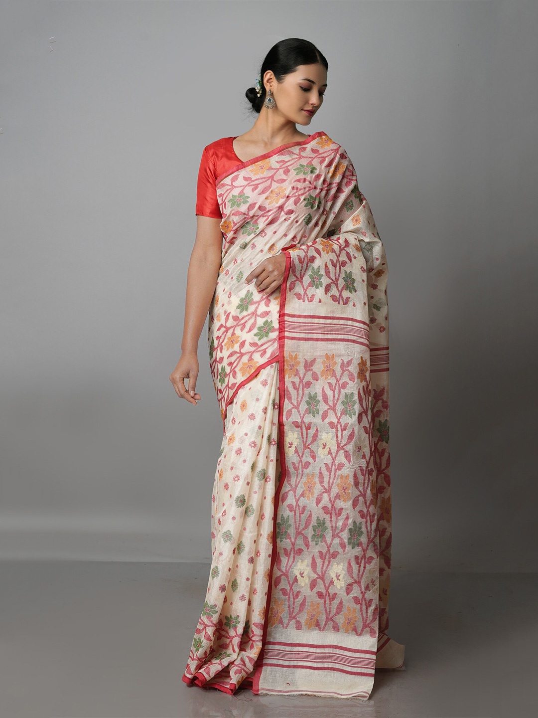 

Unnati Silks Woven Design Pure Cotton Tussar Saree, Cream