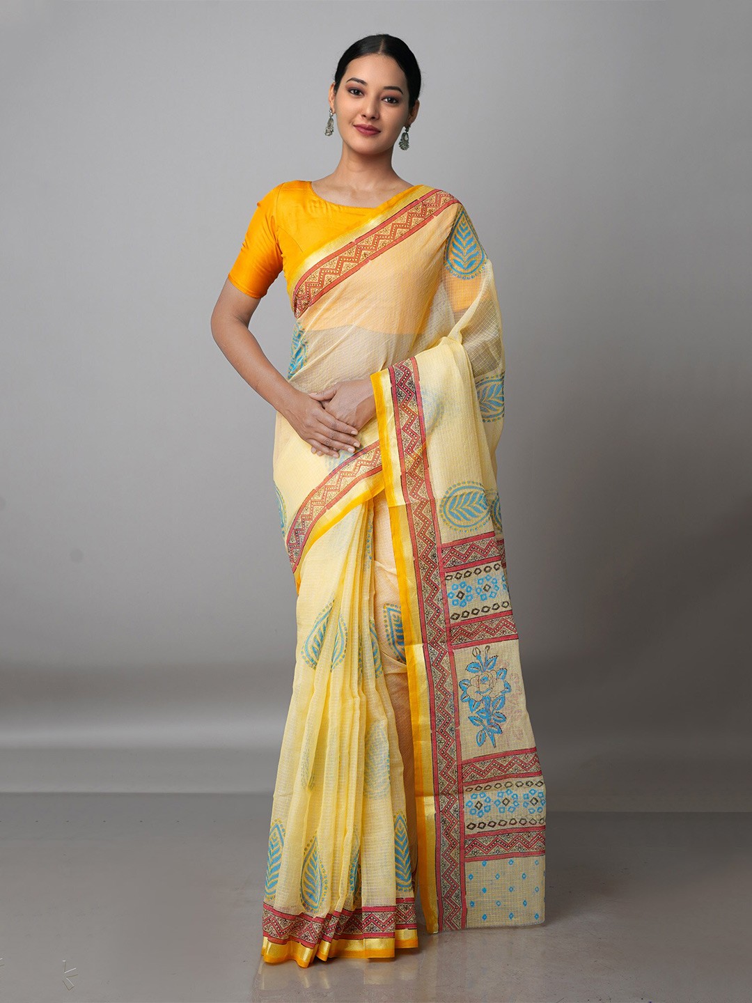 

Unnati Silks Ethnic Motifs Pure Cotton Kota Saree, Yellow
