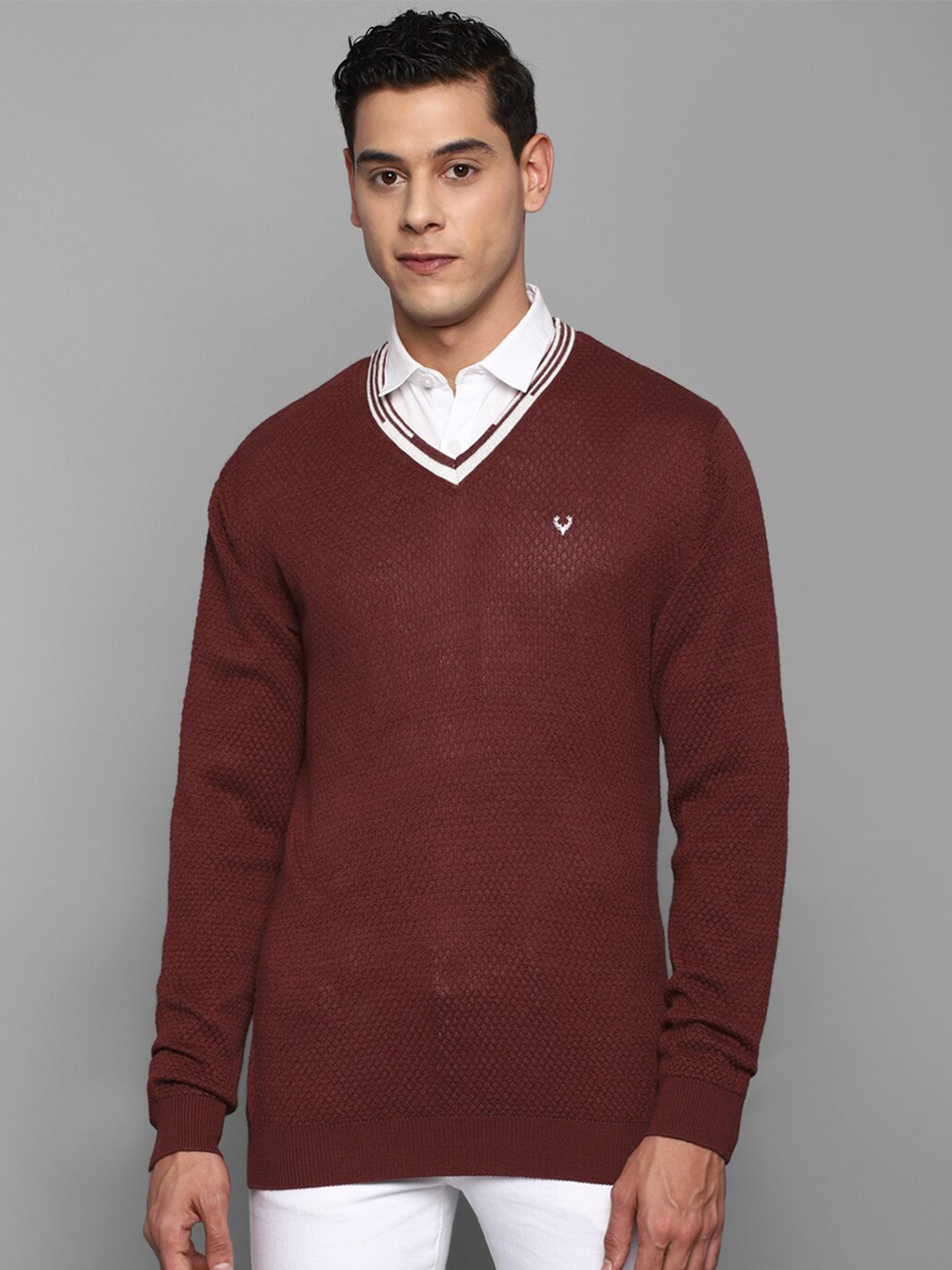 

Allen Solly Men Cotton Pullover, Maroon