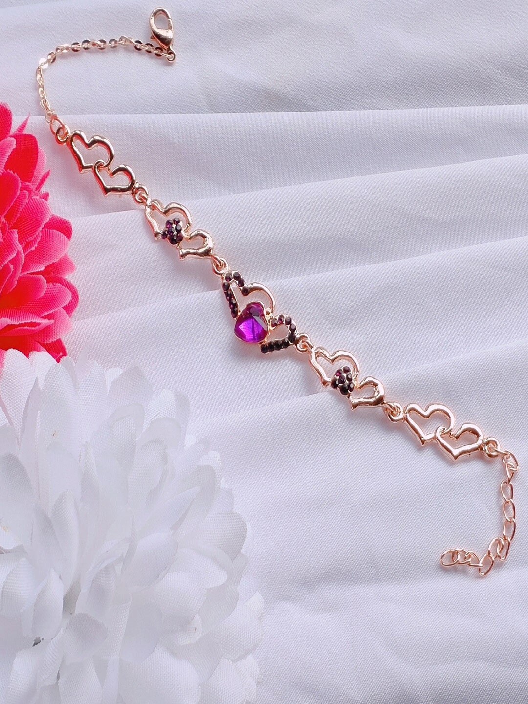 

Mahi Women Crystals Rose Gold-Plated Link Bracelet