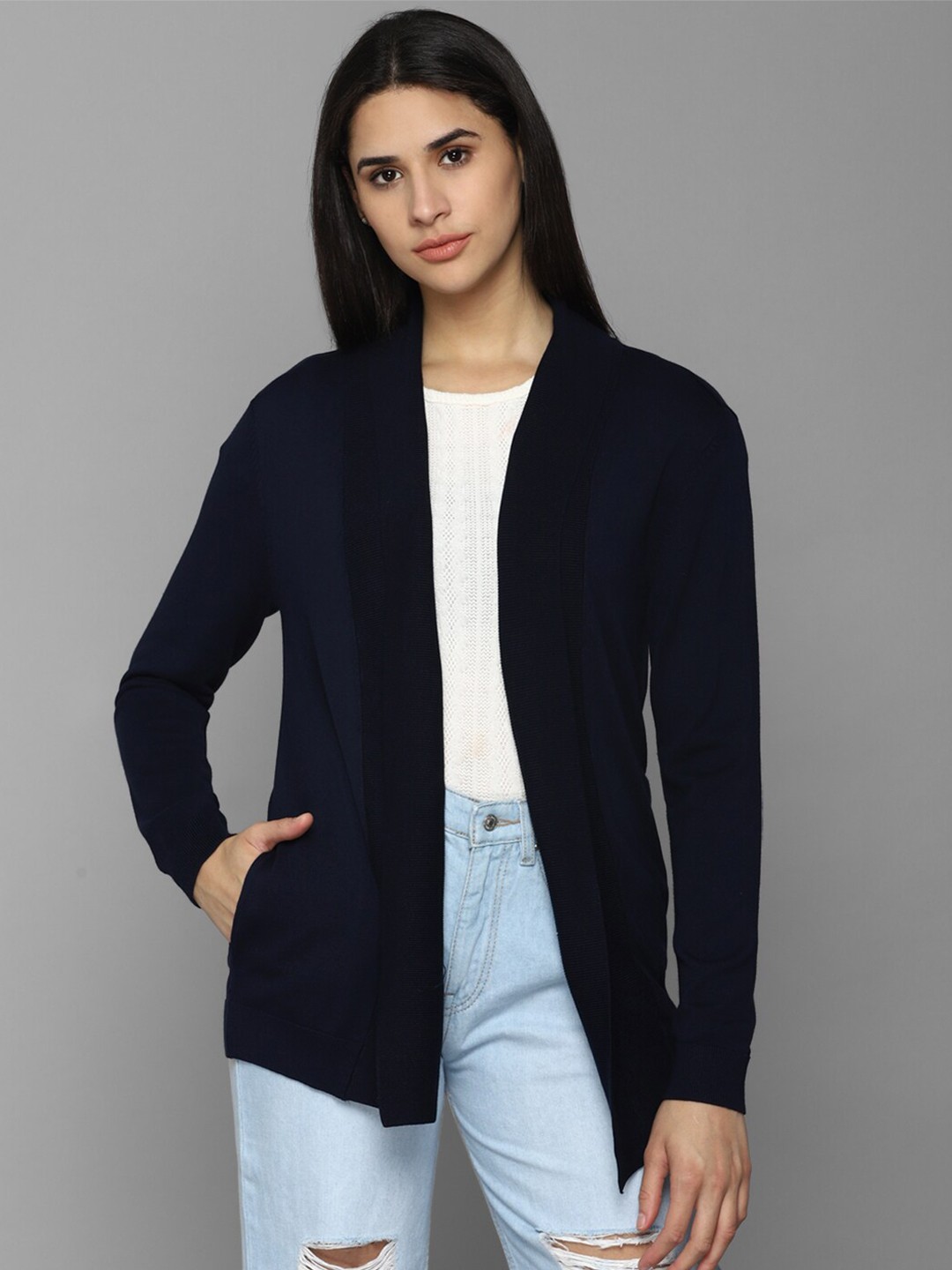 

Allen Solly Woman Cotton Sweater, Navy blue