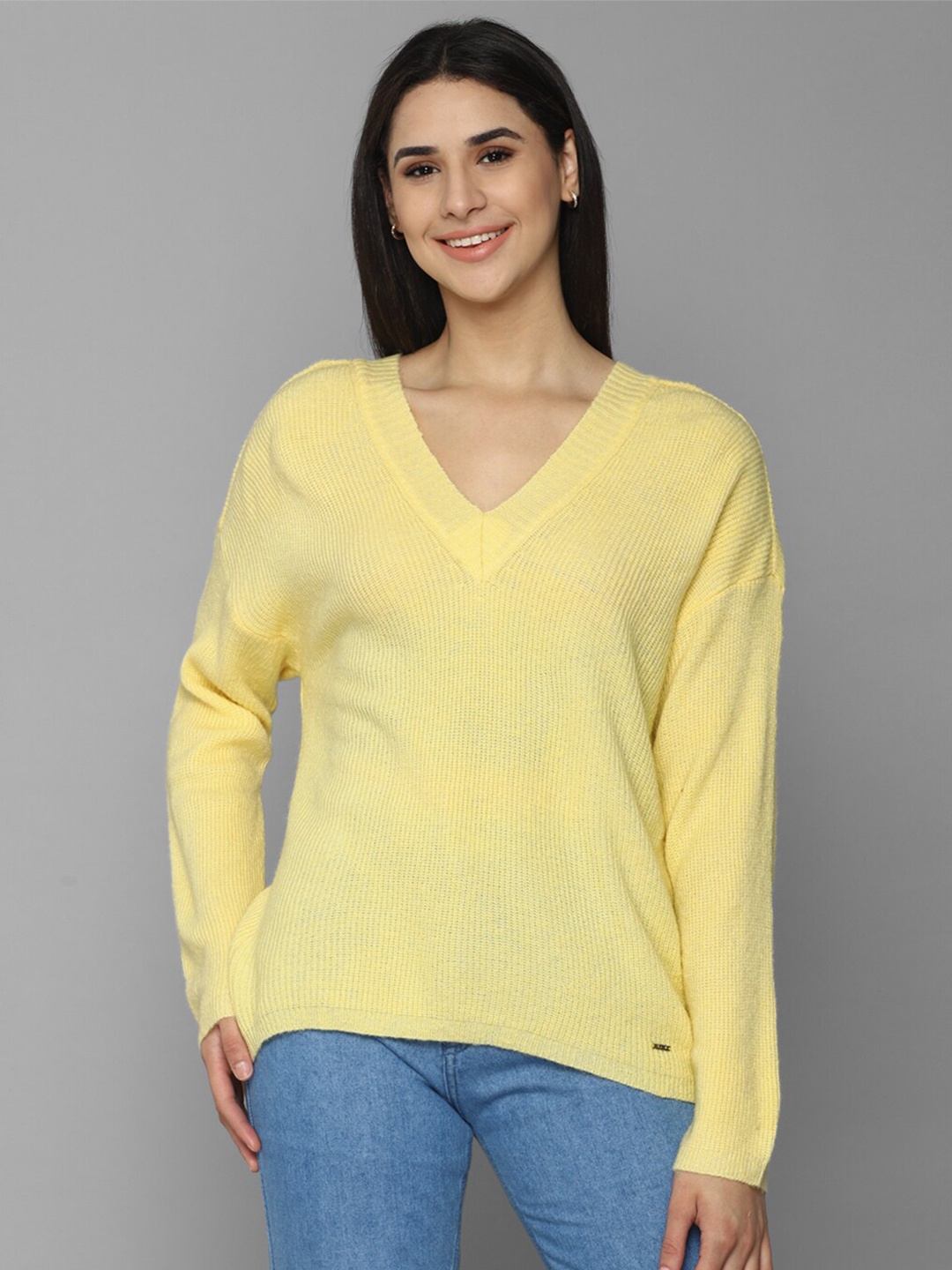 

Allen Solly Woman Striped Cotton Pullover, Yellow