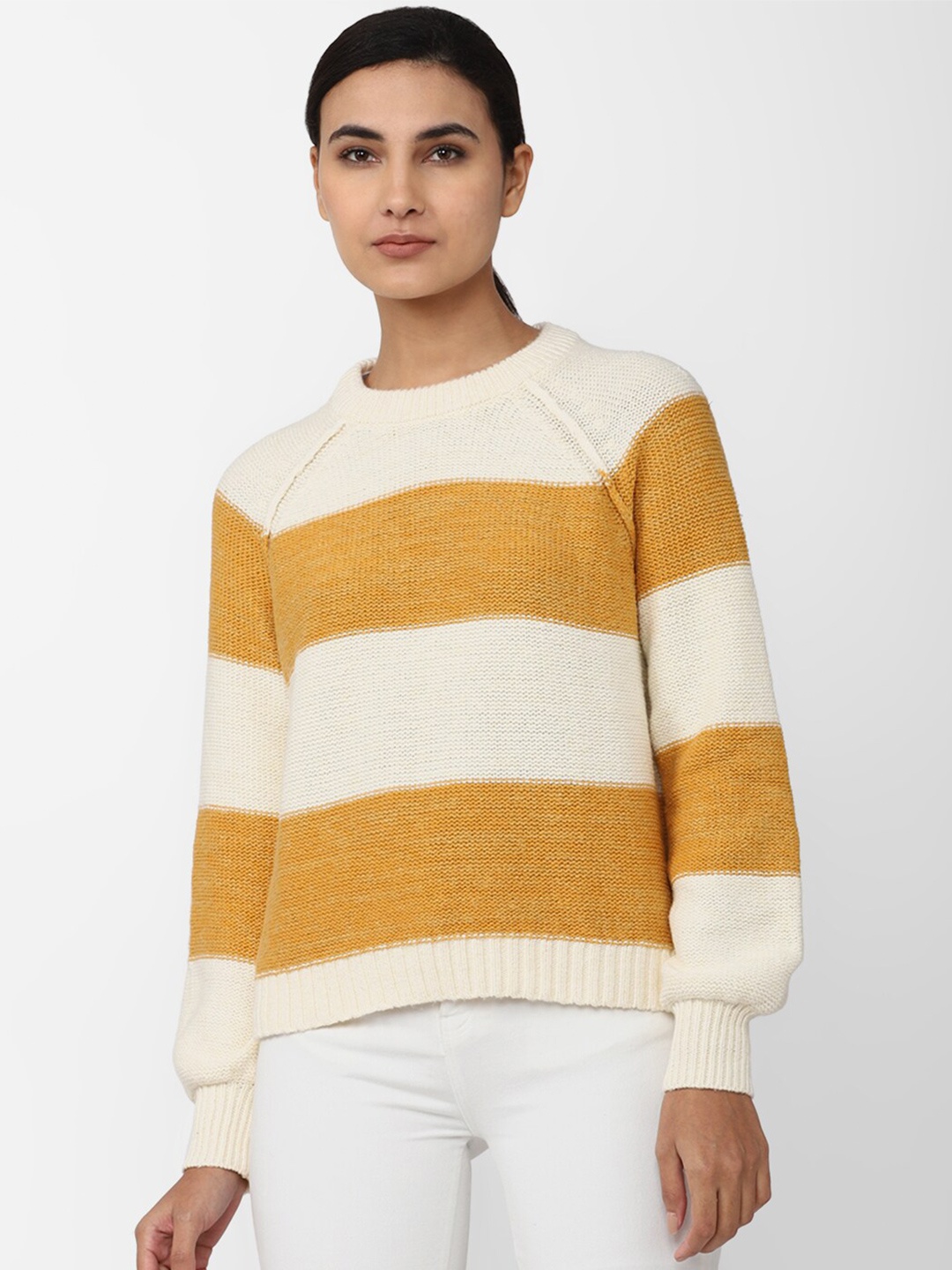 

AMERICAN EAGLE OUTFITTERS Women Striped Pullover, Yellow