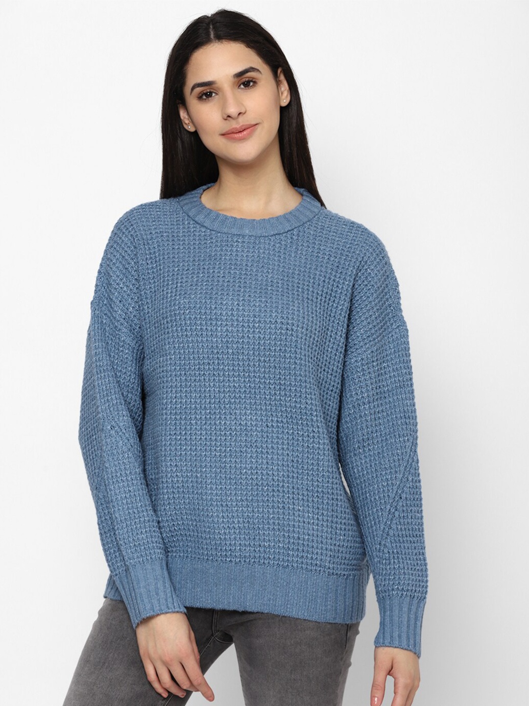 

AMERICAN EAGLE OUTFITTERS Women Ribbed Pullover, Blue