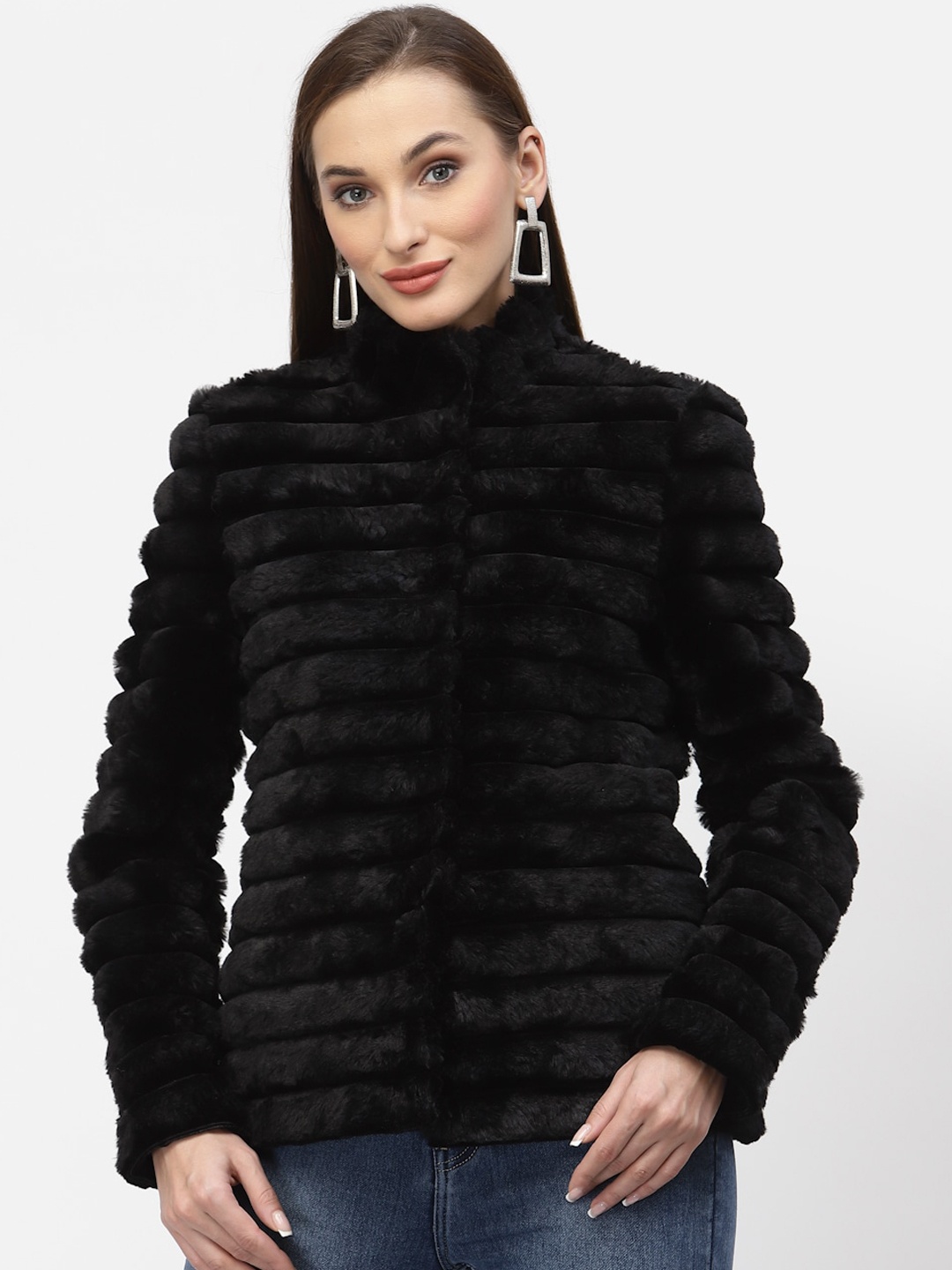 

Juelle Women Mock Collar Overcoats, Black