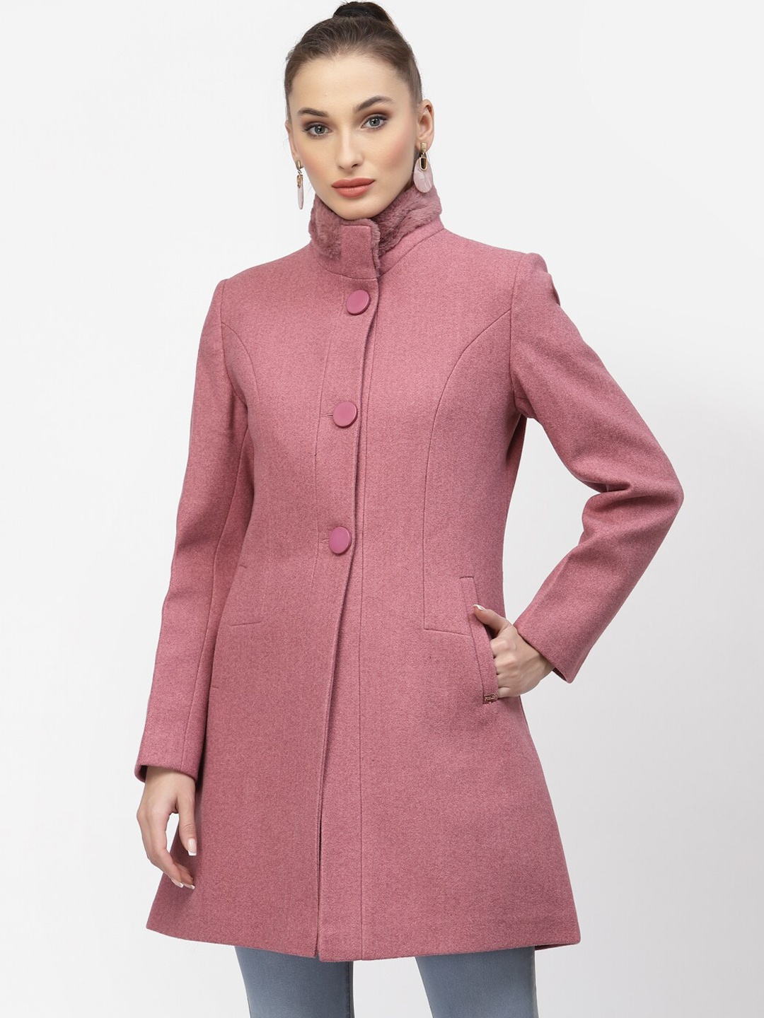 

Juelle Women Single-Breasted Overcoat, Pink