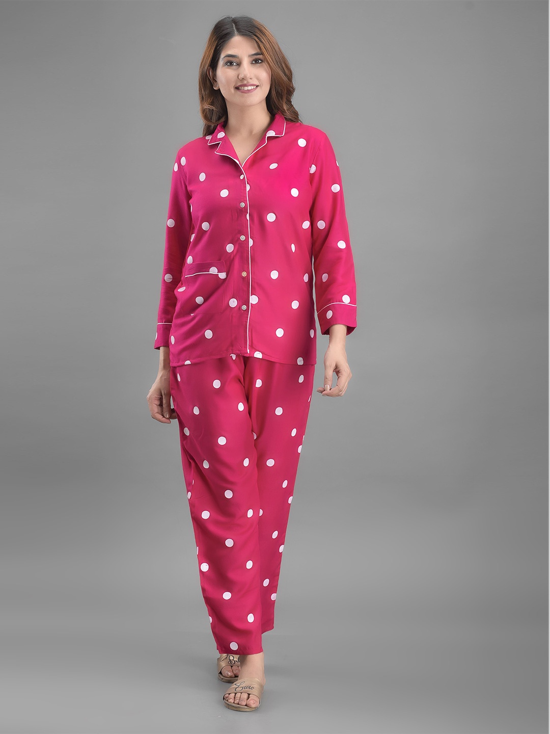 

KALINI Women Printed Night suit, Pink