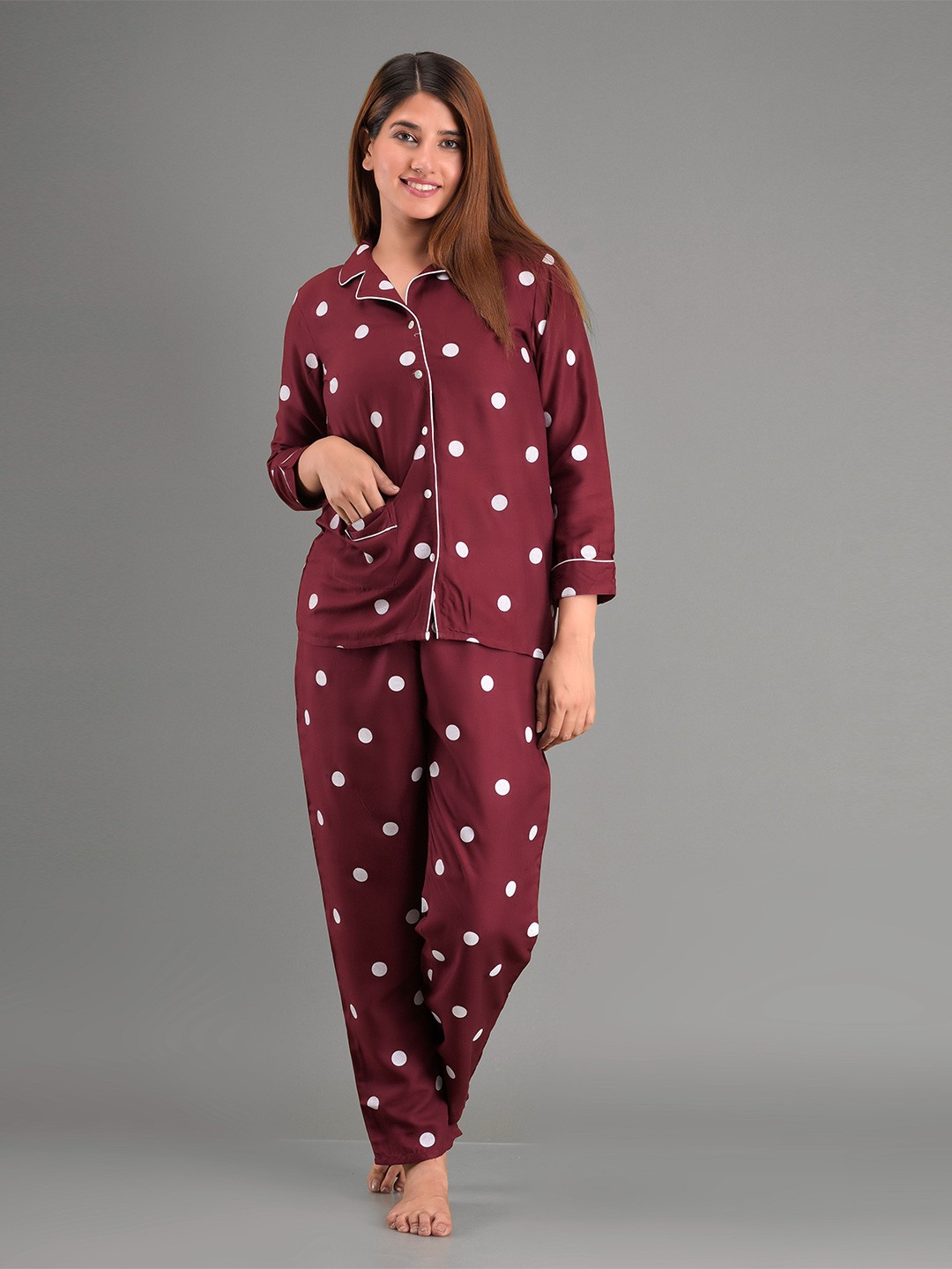 

KALINI Printed Nightdress, Maroon