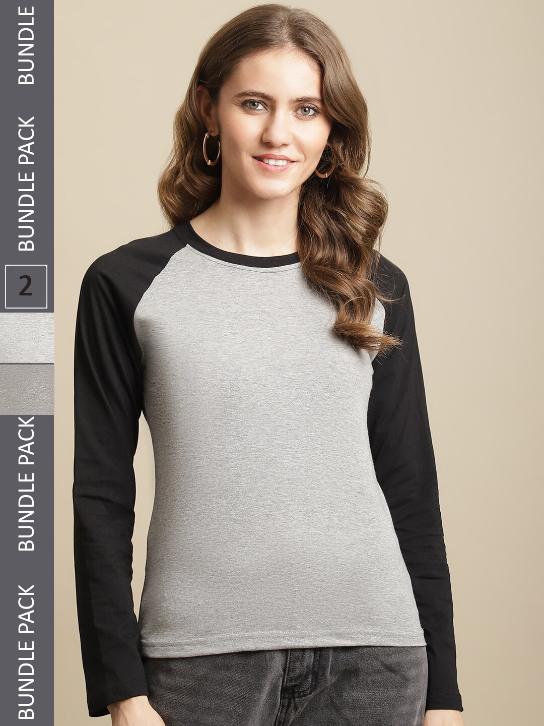 

Fabflee Pack of 2 Round Neck Cotton T-shirt, Grey