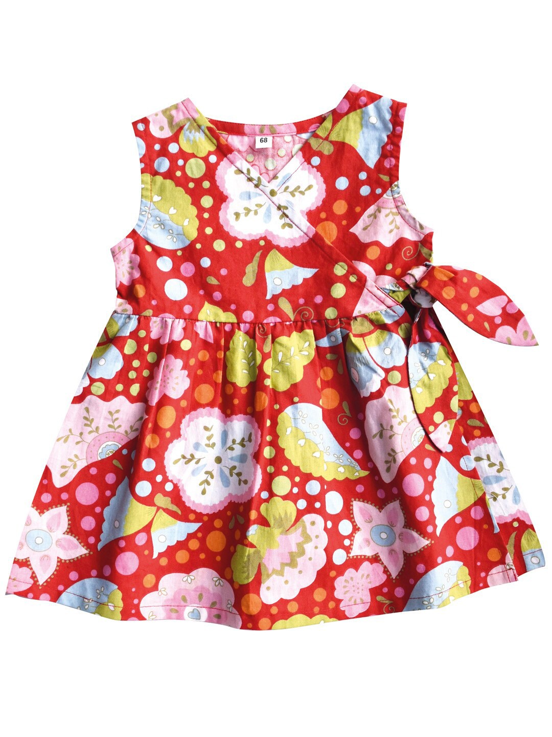 

milou Girls Floral Pure Cotton Printed Dress, Red