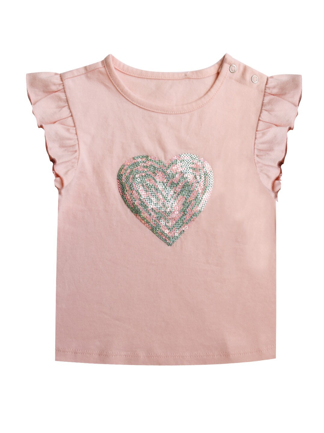 

milou Girls Embellished Cotton Top, Peach