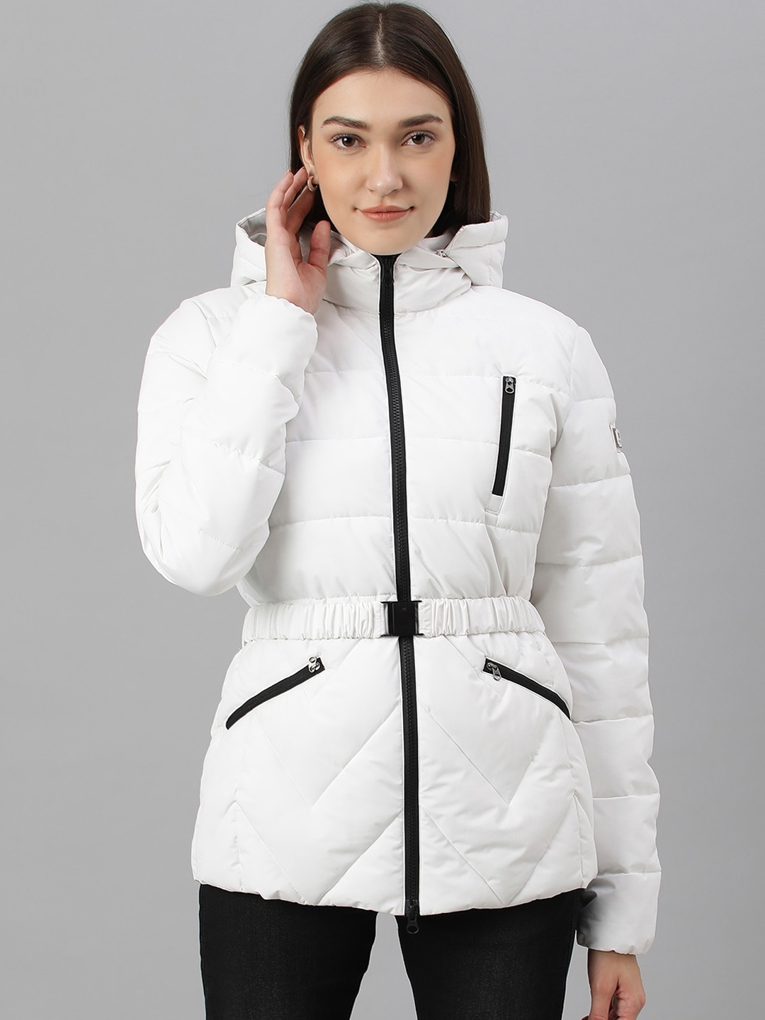 

Woods Women Hooded Longline Padded Jacket, White