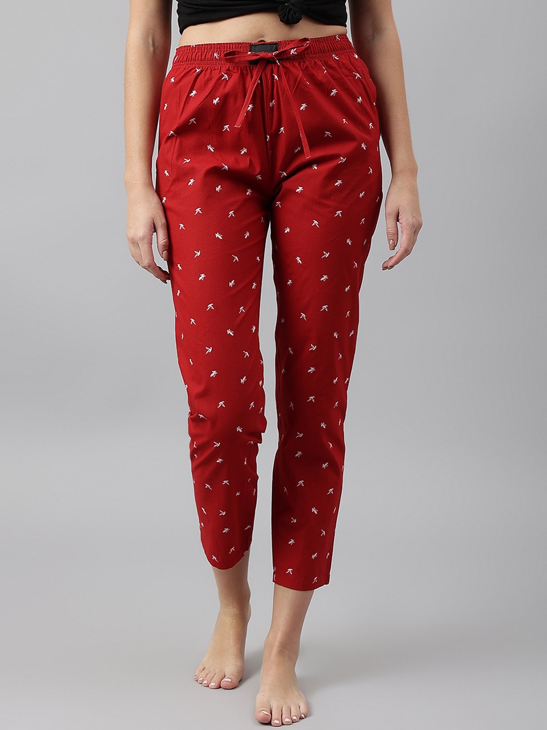 

FLAMBOYANT Women Printed Cotton Lounge Pants, Red