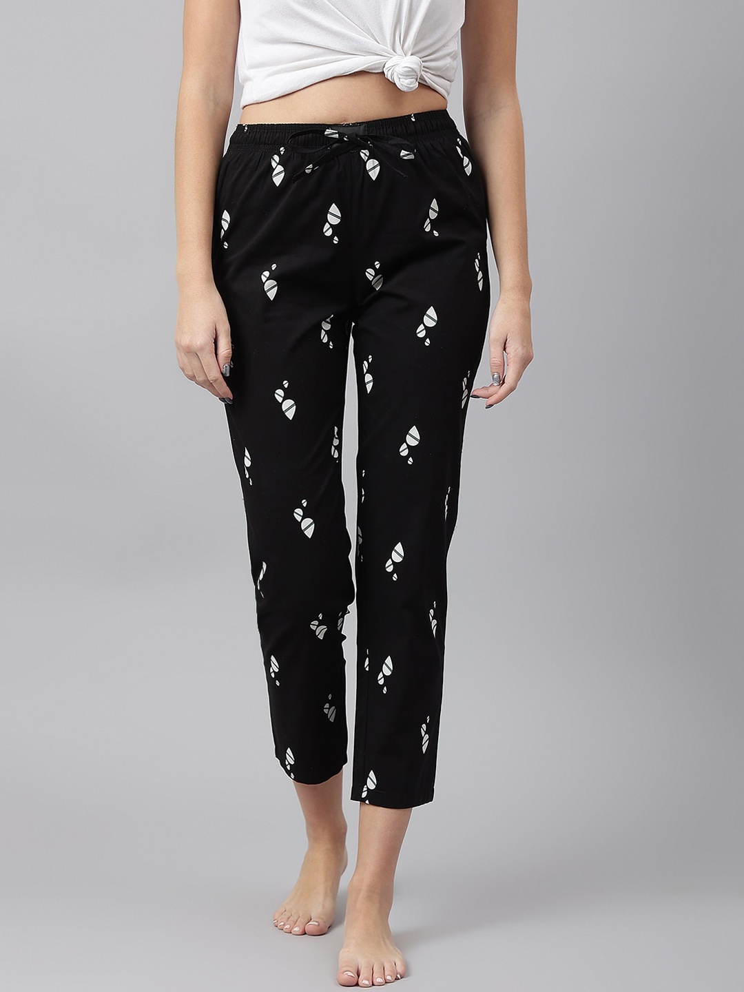 

FLAMBOYANT Women Printed Cotton Lounge Pant, Black