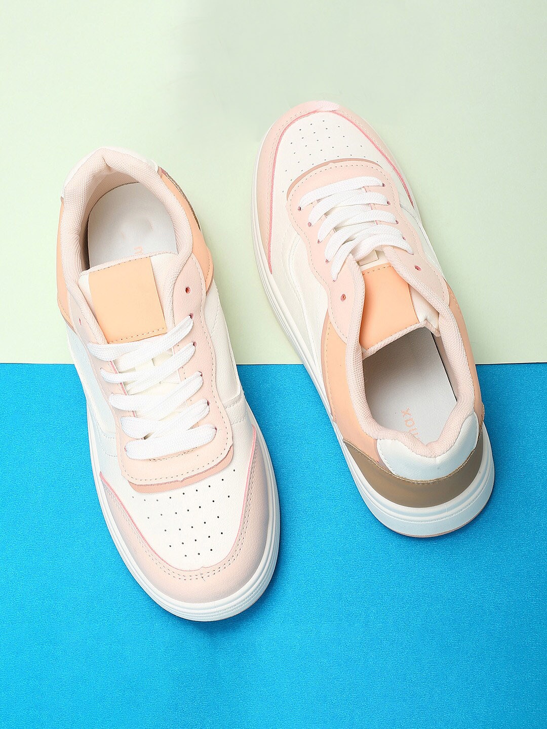 

max Women Colourblocked PU Sneakers, Orange