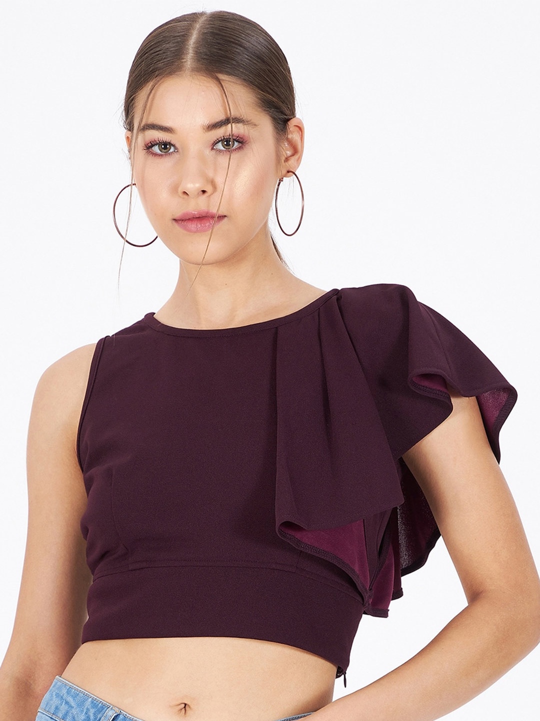 

Kibo Ruffles Crop Top, Burgundy