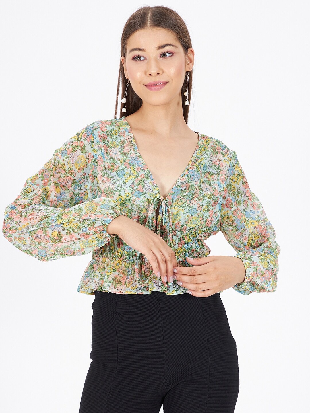 

Kibo Floral Print Top, Green