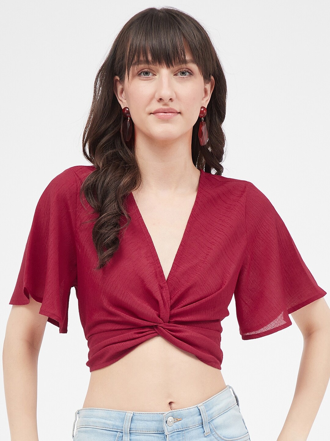 

Kibo Twisted Crop Top, Magenta