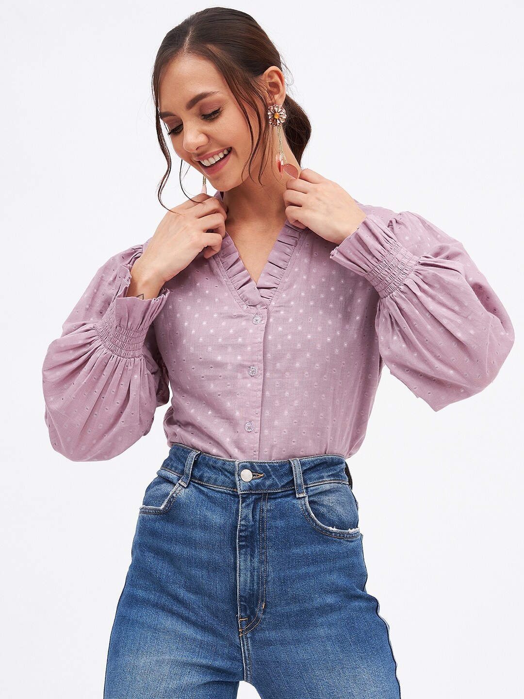 

Kibo Shirt Style Top, Purple
