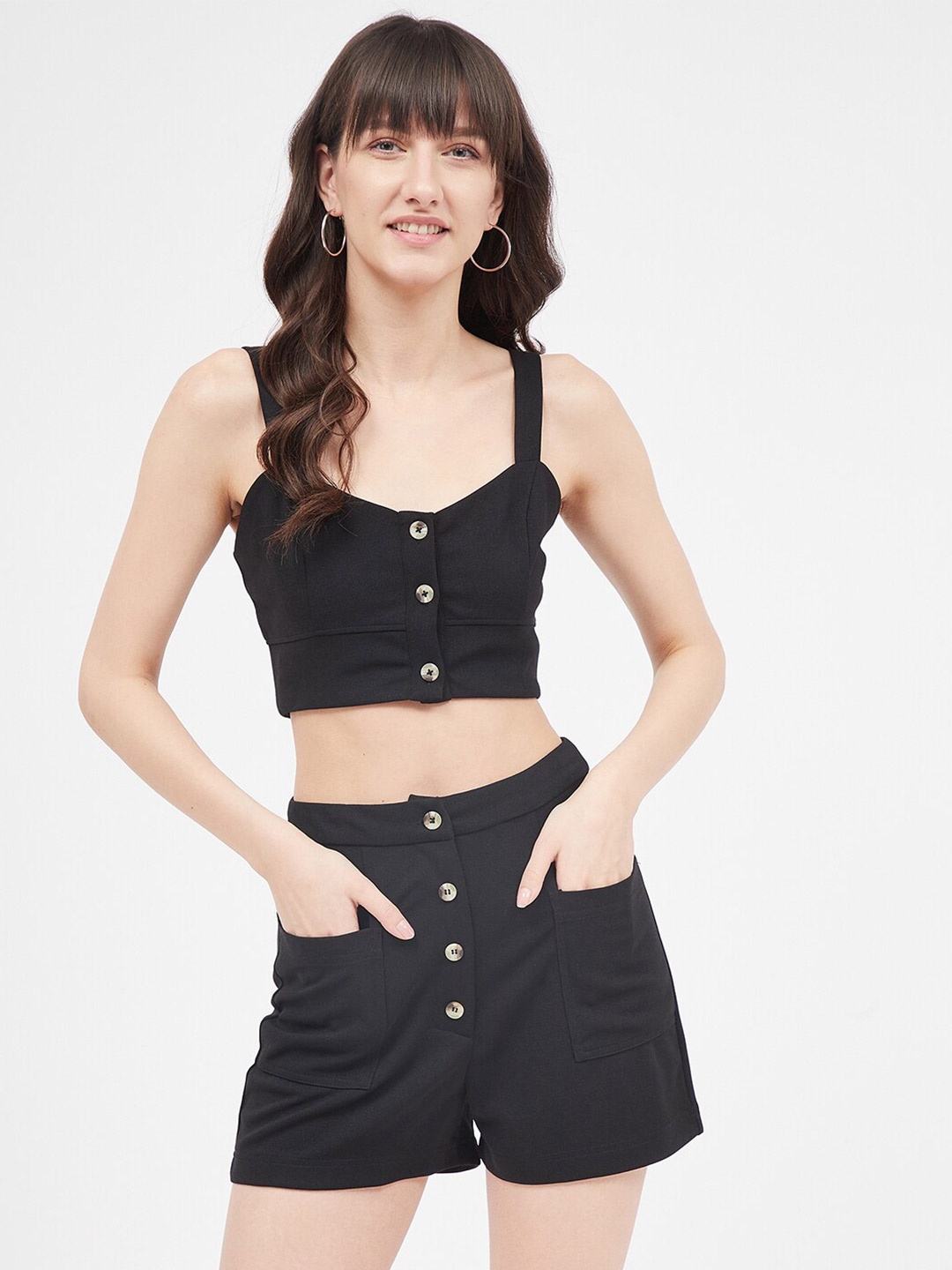 

Kibo Shoulder Straps Crop Top, Black