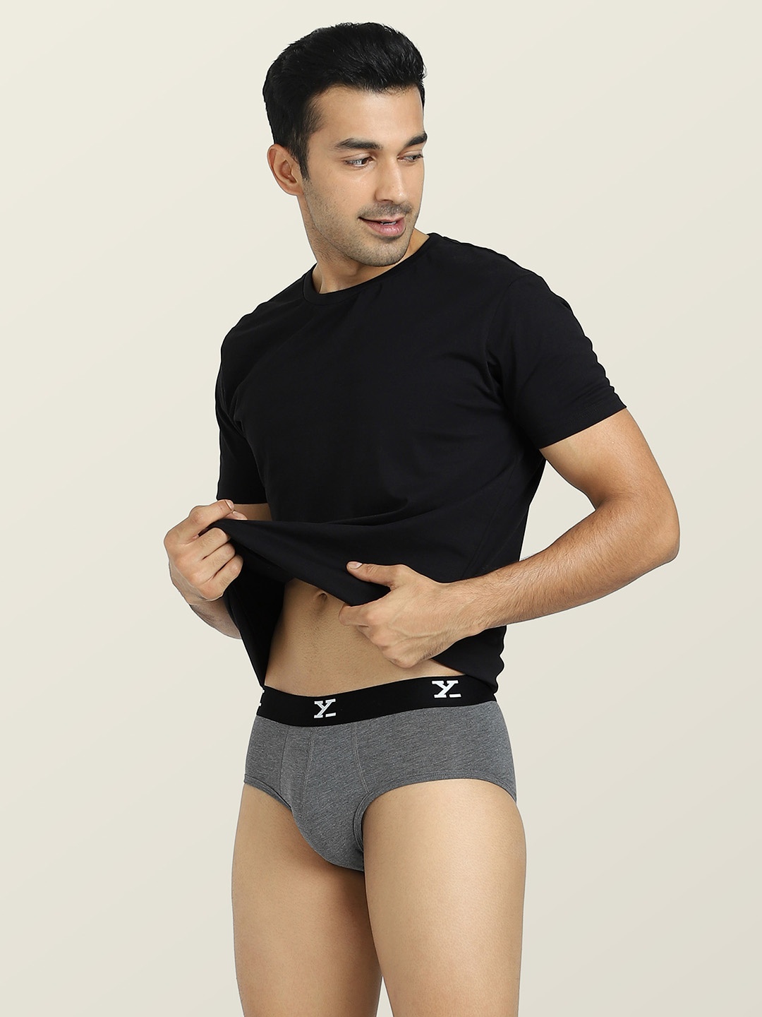 

XYXX Men Solid ACE IntelliSoft Modal briefs XYBRF120, Grey melange