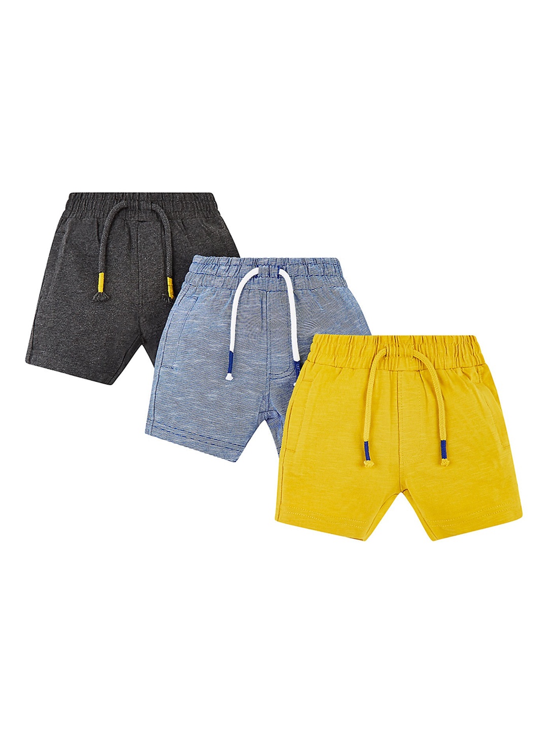 

mothercare Boys Pack Of 3 Regular Fit Cotton Shorts, Yellow