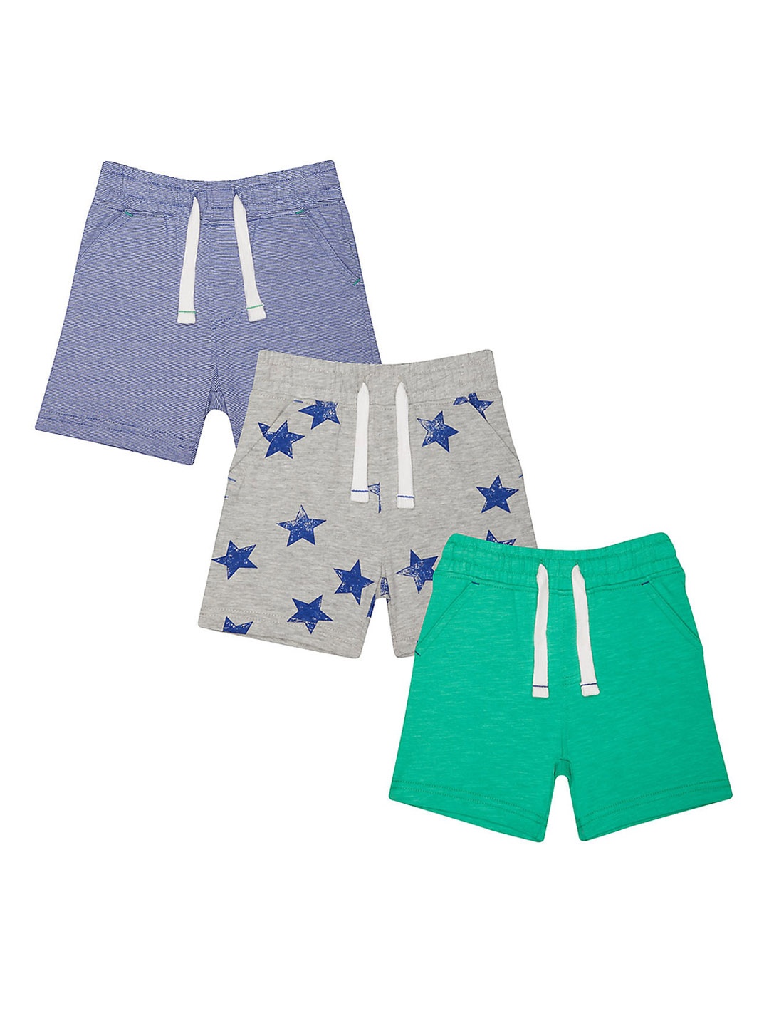

mothercare Boys Pack Of 3 Regular Fit Cotton Shorts, Green