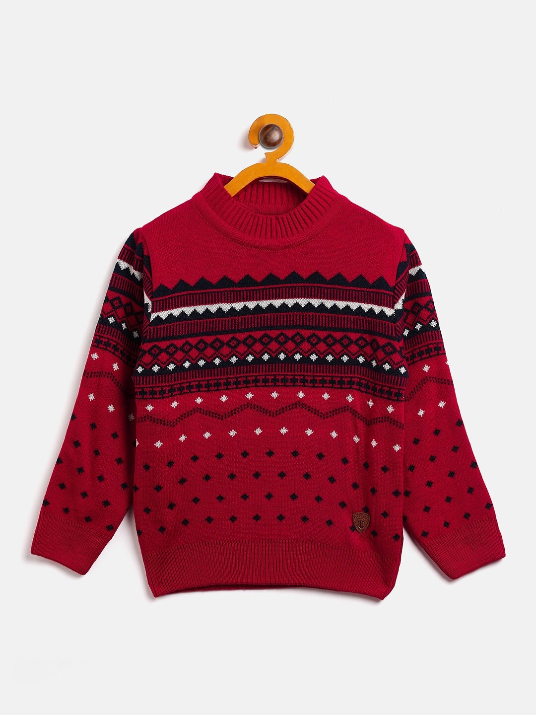 

Duke Boys Fair Isle Self Design Acrylic Pullover, Red